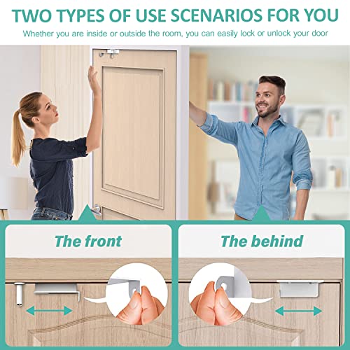 Child Proof Door Top Lock - BILLROAD Top Door Lock for Kids Safety Made of Sturdy Metal | Adjustable Lock Child Safety Top Lock for 0.8-2 inch Thick Interior Doors 2 Pack