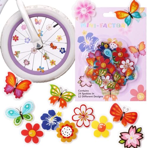 Bike Wheel Spoke Decorations - 24 Colorful Flower & Butterfly Clips