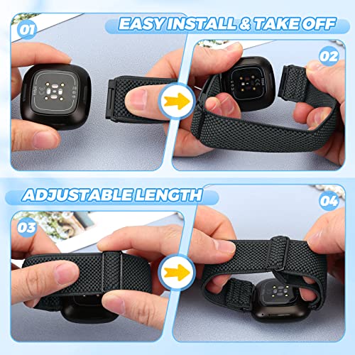 Vodtian 4 Pack Elastic Watch Bands Compatible for Fitbit Versa