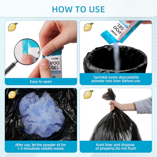 Portable Toilet Absorbent Gel Powder, 25 Pack Poo for Camping Solid