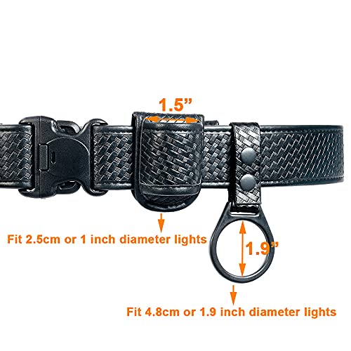 TAFTACFR Basketweave Compact Flashlight Holder with Ring Strap - Open Top, Fits 1 inch & 1.9 inch Lights, D/C Cell Compatible, Basketweave Outer Snap