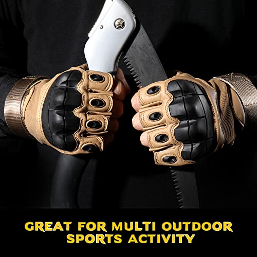 Tactical Fingerless Gloves - Breathable Anti-Slip - Brown Medium