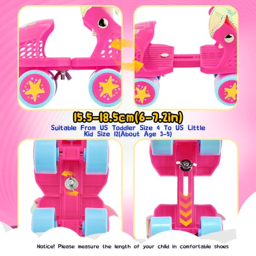 Kids Adjustable Quad Roller Skates - Mermaid Pink, Size 4-12