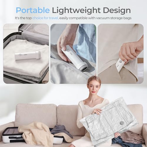 Portable Cordless Electric Vacuum Pump for Storage Bags - White