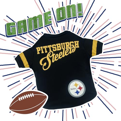 NFL Pittsburgh Steelers Dog & Cat T-Shirt, Small, Striped Design