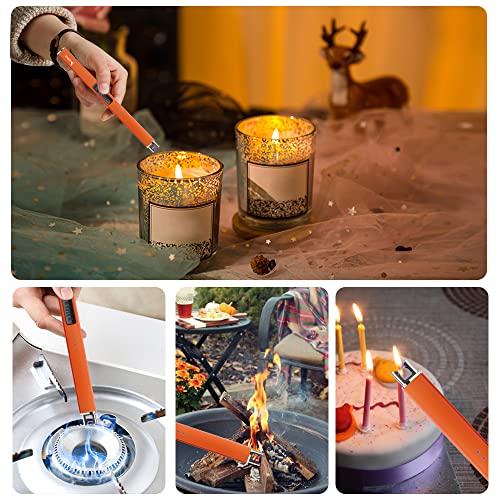 Rechargeable Electric Lighter - Glows in The Dark, Windproof, Safety Lock - Orange