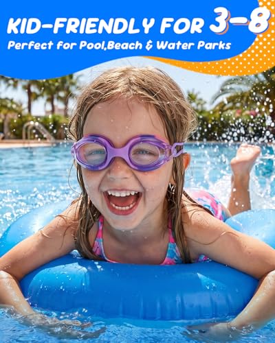 Swim Goggles for Kids - Anti-Fog Comfort Fit - Purple