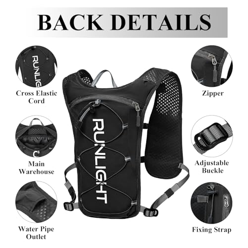 Lightweight Hydration Running Vest for Men & Women - Black