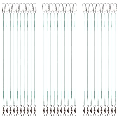 30pcs Stainless Steel Fishing Leaders - 11.22 Inch, Saltwater & Freshwater