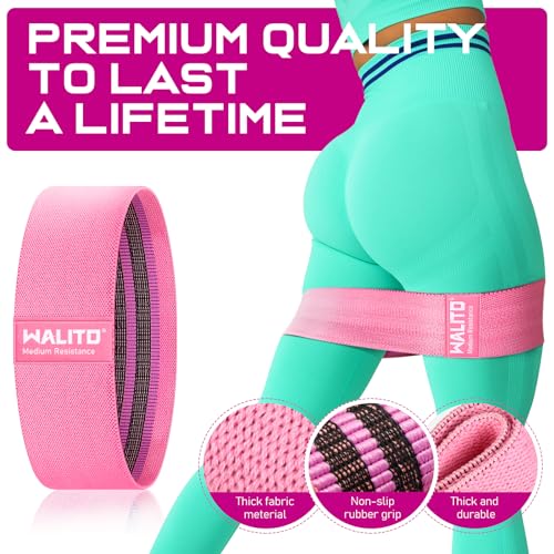 Pink, Aqua, Grey & Black Fabric Resistance Bands for Glutes & Legs - Workout & Exercise