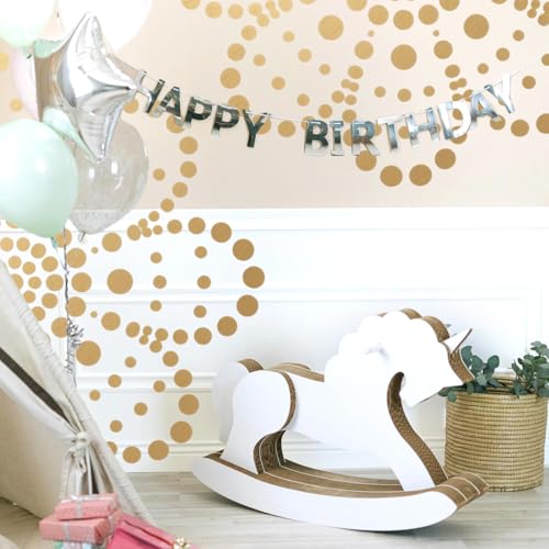348 Pcs Polka Dot Gold Wall Decal Circle Sticker, Classroom Wall Decals Gold Bedroom Decor Round Art Stickers Playroom Decor Removable Sticker Girl Decals Decoration for Girls Bedroom (6 Sheets)