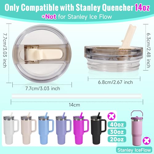 2 Pack Rose Quartz Detachable Leakproof Lid Replacement for 14 oz Stanley Quencher H2.0 & ProTour Tumblers