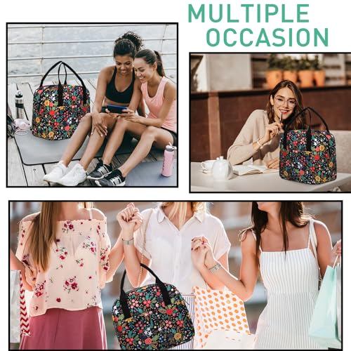 Insulated Floral Lunch Box for Women - Portable Lunch Tote