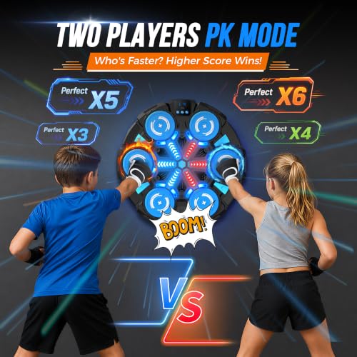 Faentwc Blue Kids & Adults Bluetooth Boxing Machine with Wall Mount - Boxing Gym Equipment for Home & Kids Gift