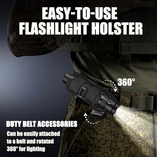 ULTRAFIRE WF-502B Single Mode Flashlight with Holster,1000 Lumen Tactical Flashlight with Duty Belt Holster,Bright Law Enforcement - Police Flashlight(Battery not Included)