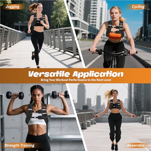 Black 12lb Weighted Vest for Women & Men - Adjustable Fitness Body Vest