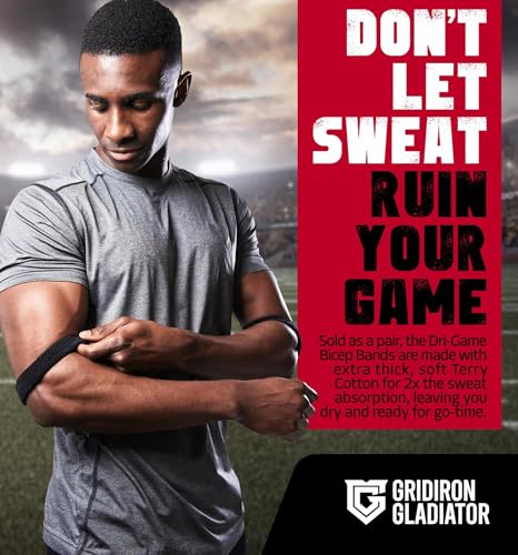 Athletic Bicep Sweat Bands - Moisture-Wicking Arm Bands for Football (Pair)