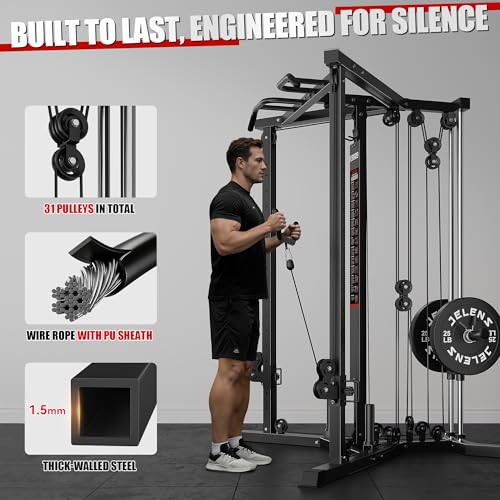 Cable Crossover Machine with High & Low Pulley System - Black