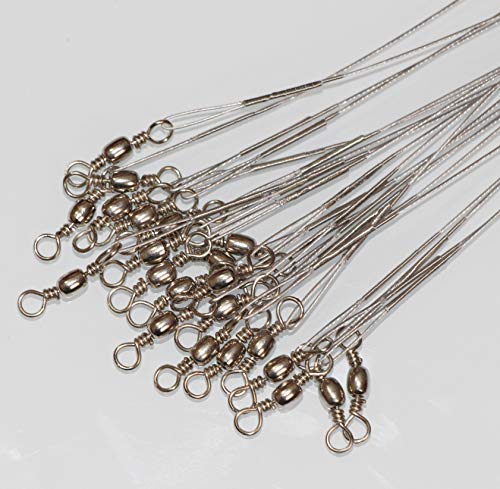 Laxygo 50pcs Nylon-Coated Fishing Leaders 6inch with Swivels & Snaps – Gray