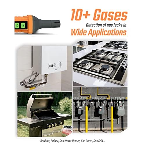 TopTes PT210 Gas Leak Detector, Natural Gas Detector with Audible & Visual Alarm, Locating The Source of Propane, Methane, and Combustible Leaks for Home and RV (Includes Battery x2) - Orange