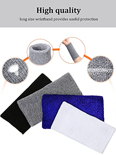 6-Inch Sports Wristbands - 8 Pack, Black, White, Dark Grey, Blue