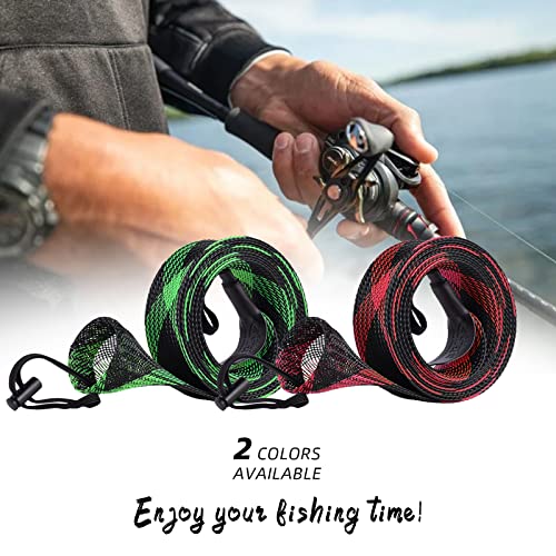 Fishing Rod Sleeve for Casting Rods up to 8ft - Black & Red, 2 Pcs