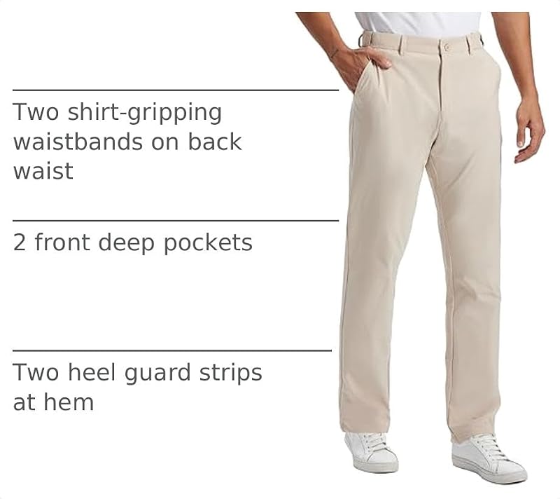 Zooxing Men's Golf Pants Lightweight Quick-Dry Anti-Slip 34W x 30L Khaki