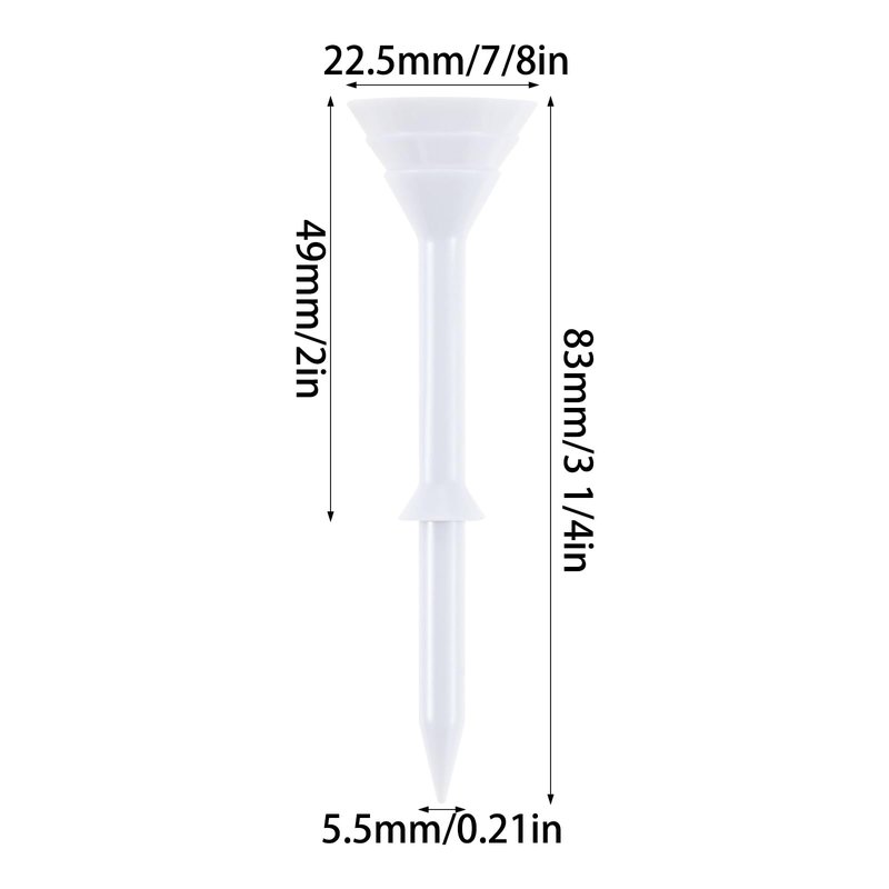 MUXSAM 83mm Golf Tees, 60Pcs Plastic Golf Tees, 3 1/4 Inch Long Unbreakable Golf Tees, Durable Stable Golf Tees for Practice Golf Lover, White