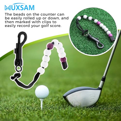 Golf Score Counter with Clip - Durable Nylon Beads, Purple