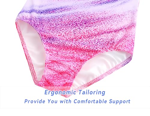Girls Sparkly Gymnastics Leotard Set with Shorts - Pink Stripe, 7-8 Years