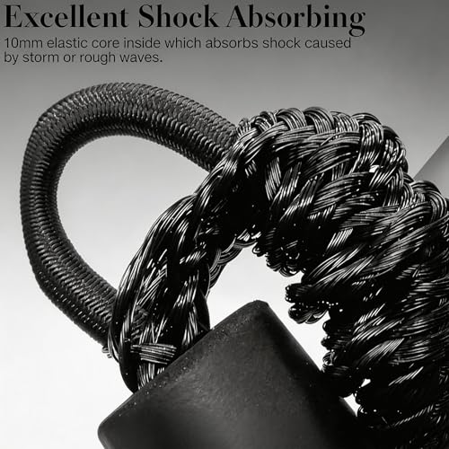 Manifish Bungee Dock Lines for Boats, 2 Pack 2 ft with 316 Stainless Clips – Black