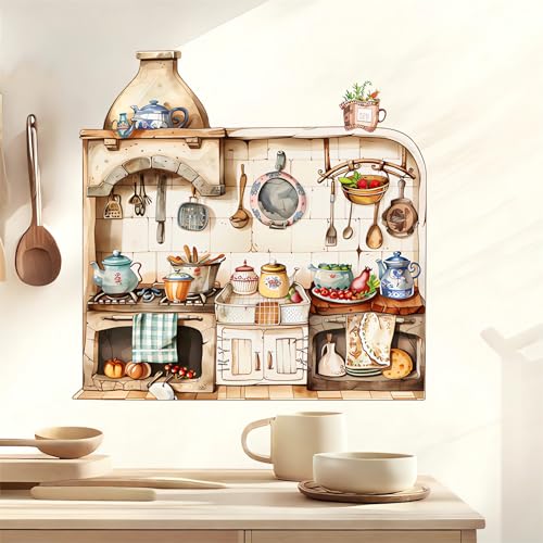 Kitchenware Utensil Vegetable Fruit Wall Stickers, sacinora Warm Kitchen Wall Decals Removable Vinyl Peel and Stick for Kitchen Dining Restaurant Baking Room Bar Art Home Decorations