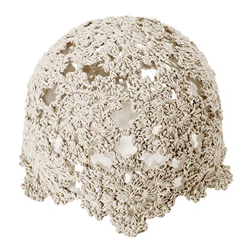 ZLYC Women's Cotton Crochet Skull Cap Beanie Hat One Size Beige Handmade Floral Knit