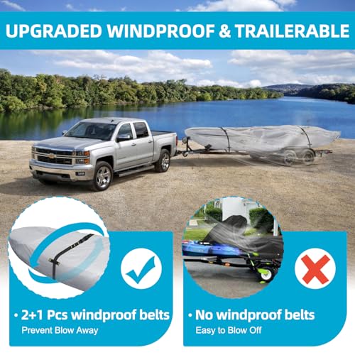 Seapisode 10.8-12ft Heavy Duty Waterproof Kayak Cover with UV Protection, Tear Resistant, Fits 10.8-12ft Gray