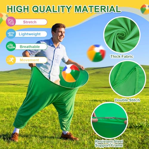 Large Yellow & Green Granny Pants Yard Game Set with Bouncy Balls & Pump for Outdoor Party