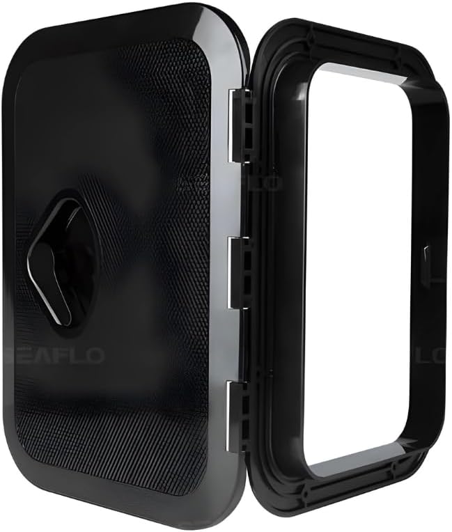 SEAFLO Marine Boat Deck Access Hatch - Rectangular Design with Lock & Key | White/Black Finish