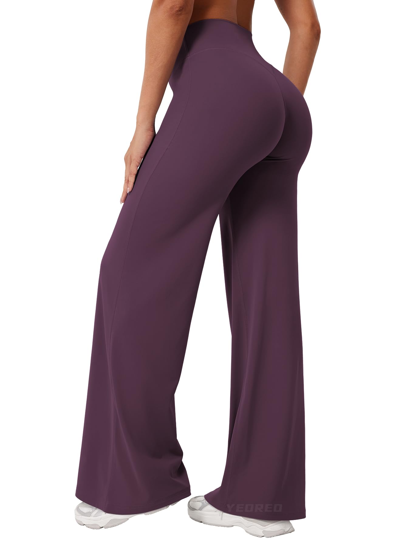 YEOREO Workout Leggings Womens No Front Seam Straight Leggings 31.5" High Waist Buttery Eddiy Gym Yoga Pants Black Berry Purple XS