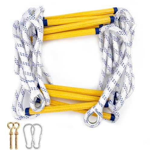 Fire Escape Ladder 2 Story, 16 FT Flame Resistant Fire Ladder 2 Story Window, Sturdy Emergency Ladder for Second Floor, Portable and Reusable Rope Ladders, Weight Capacity 2000 Pounds