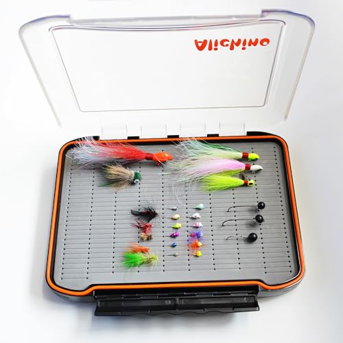 Alichino Extra Large Fly Box for Fly Files Two-Sided Waterproof Nymphs & Streamers 11.8 x 8.4 x 2.2 in Grey Foam Insert C