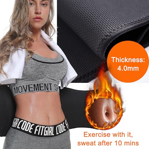 Waist Trimmer with Back Support - Sweat Belt for Men & Women - Black / M