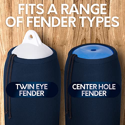 Boat Fender Covers 12" x 34" Navy Blue 2-Pack - Polyester Marine Bumper Covers