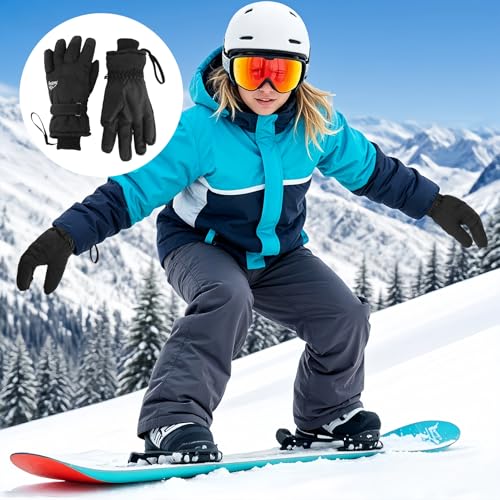 Men's Windproof Fleece Lined Ski Gloves - Black for Man