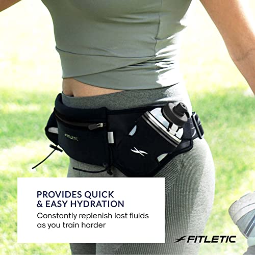 Hydration Running Belt with Water Bottles - S/M (24"-34") - Black