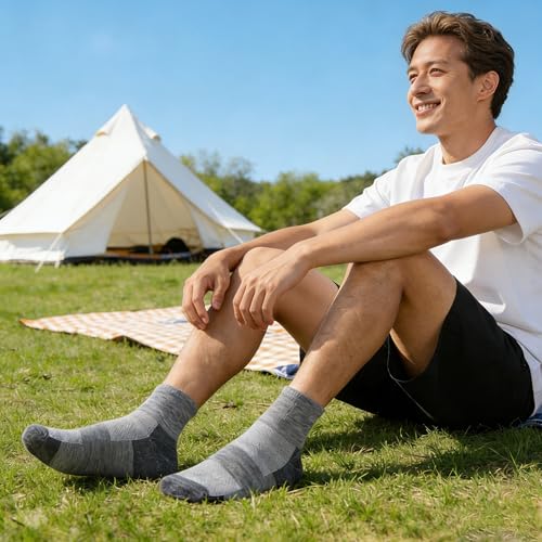 Men Women Medium Grey 3 Pairs Merino Wool Ankle Socks All-Season Breathable