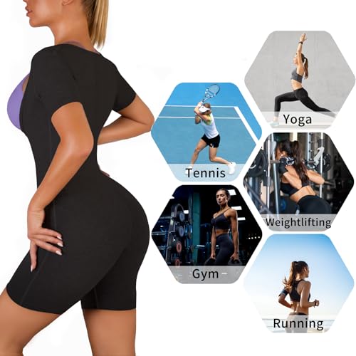 CeIUEO Sauna Sweat Suit for Women Waist Trainer Jumpsuit Belly Fat Burning