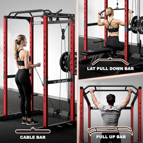 S21 Power Cage - Multi-Function Squat Rack with Cable Crossover - Red
