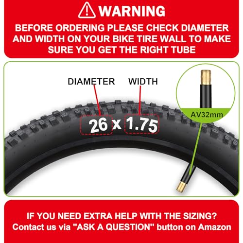 Bicycle Inner Tube 26" x 1.75-2.125 - 2 Pack with Tire Levers