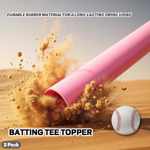Pink Baseball & Softball Batting Tee Topper Replacement - Universal Rubber Ball Rest for Training, 2 Pack