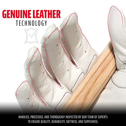 Franklin Sports MLB Baseball Batting Gloves Youth Large White/Chrome - Padded Non-Sting Adult & Youth Gloves