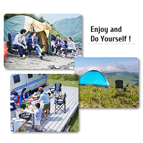 X-Large Blue Oversized Camping Chair with Armrests, Padded Support, Cup Holder & Carry Bag